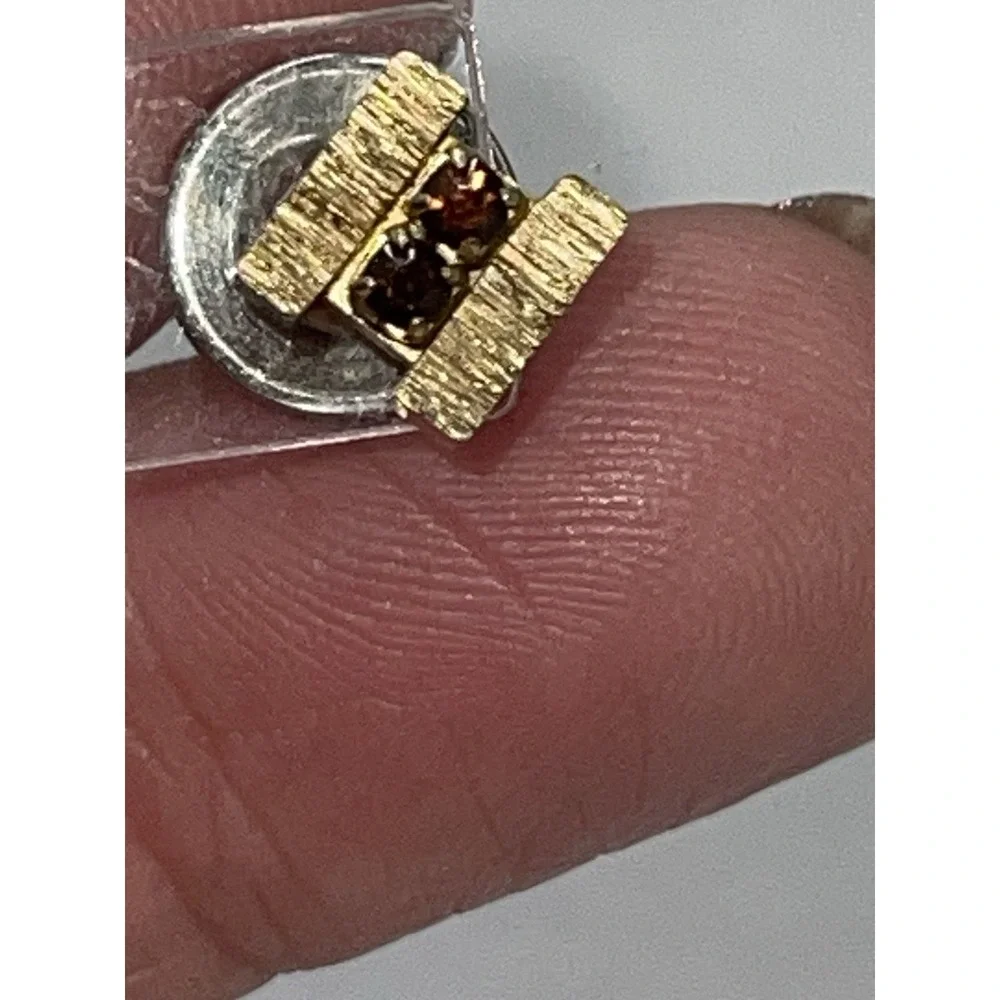 Sarah‎ Coventry ?   Rhinestone Cufflinks and Tie Clip Brushed Gold 3pc